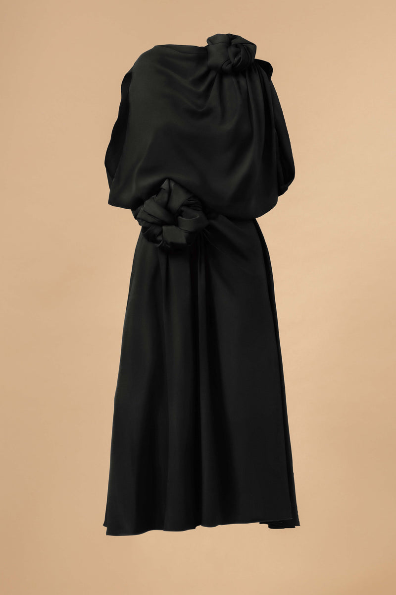 Atlas Silk Dress Black